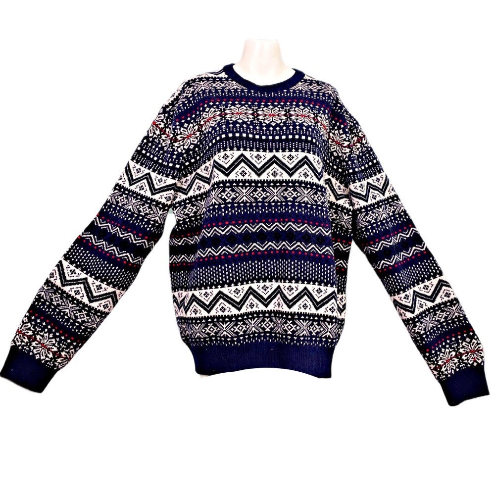 VINTAGE TOMMY HILFIGER SWEATER Fair Isle 100 % Sustainable Lambswool XL